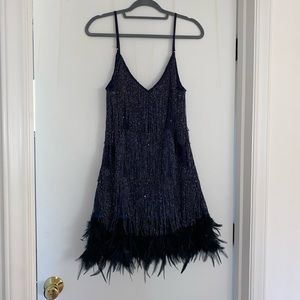 Sparkly fringe feathered dress